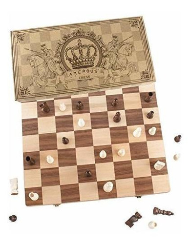 Amerous - Juego De Ajedrez Magnético De Madera De 15 X 15 P