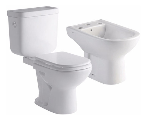 Combo Ferrum Bari Inodoro Largo Deposito Dual + Bidet Cs6108