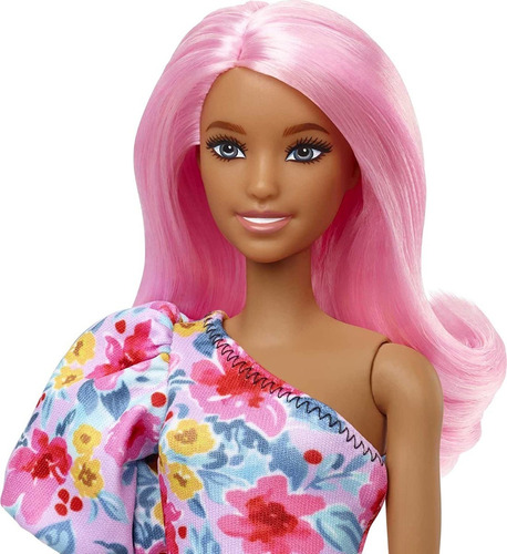 Imagem 1 de 6 de Barbie Fashionistas 189 Negra 2022 Cabelo Rosa Prótese Perna