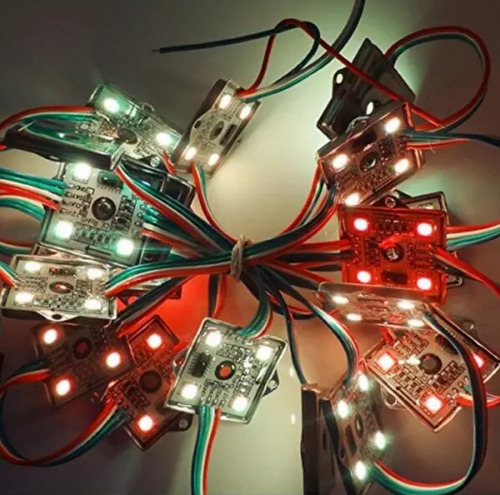 Imagen 3 de 3 de 10x Módulo Led 5050 4 Leds 12v Rgb Ip65 Chapa 1w