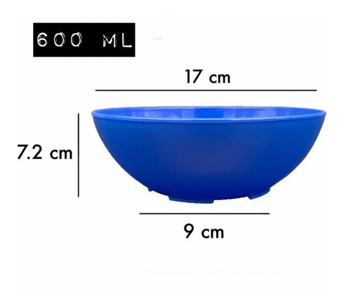 Platos Tazon Bowl Plastico Polipropileno Colores 600ml 5pz