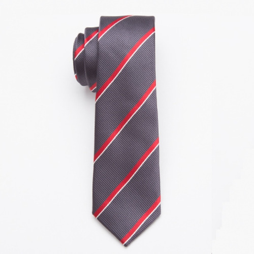 Corbata Slim Fit Petróleo Con Líneas Rojas 6cm