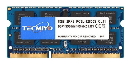 Memoria RAM Tecmiyo gamer color azul 8GB 1 Tecmiyo 8GBPC3L12800S-B0