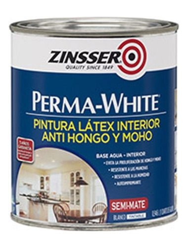 Pintura Latex Interior Perma White Semi Mate 4 Lt Zinsser Mm