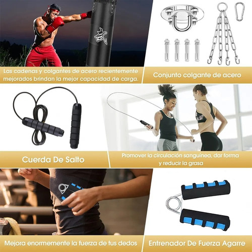 Banna Saco De Boxeo Profesional 120cm, Bolsa De Boxeo De 14 Piezas, Saco De Entrenamiento, Saco De Box Para Kickboxing, Entrenamiento De Gimnasio En Casa,negro