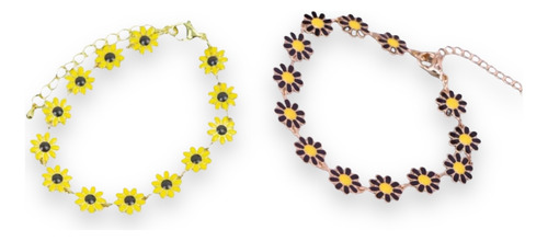 Pulsera De Girasoles Flores Set 2pz