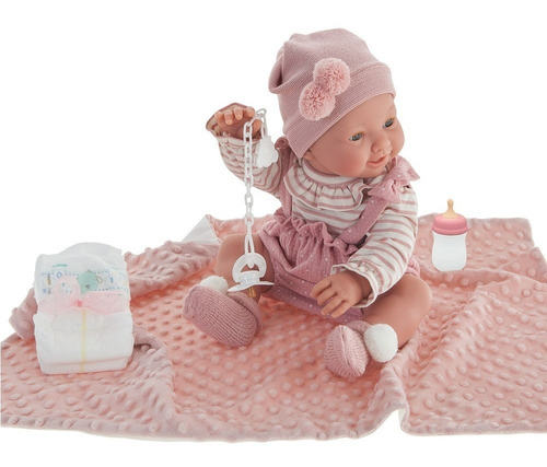 Muñeca Tipo Reborn Antonio Juan - Bebé Mia Pipi Manta 42 Cm