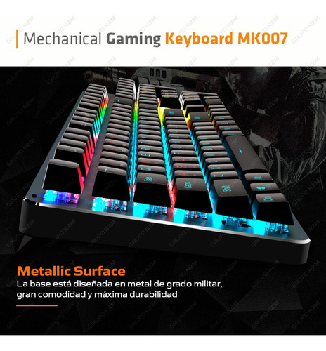 Imagen 3 de 10 de Teclado Gamer Retroiluminado Rgb Mecanico Meetion Mt-mk007