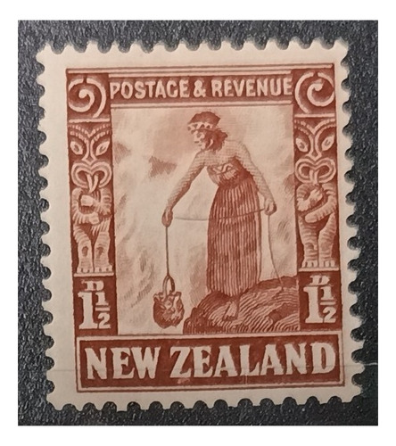 Nueva Zelanda 1 1/2 Penny 1935 Mujer Maorí Nv. C/g Iv. 195