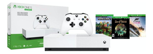 Microsoft Xbox One S 1TB All-Digital Edition: Minecraft/Sea of Thieves/Forza Horizon 3 cor  branco