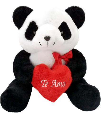 Pelúcia Urso Panda Com Coração Te Amo - 28 Cm