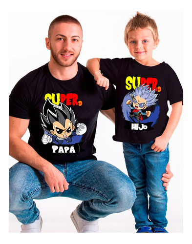 Poleras Dúo Papá E Hijo Vegeta Y Trunks Dia Del Padre Genial