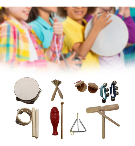 Juego De Instrumentos Musicales De Madera De 9 Piezas