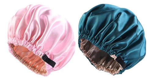 2 Gorros De Dormir Satén Pelo Rizado Capó De Seda Elástica