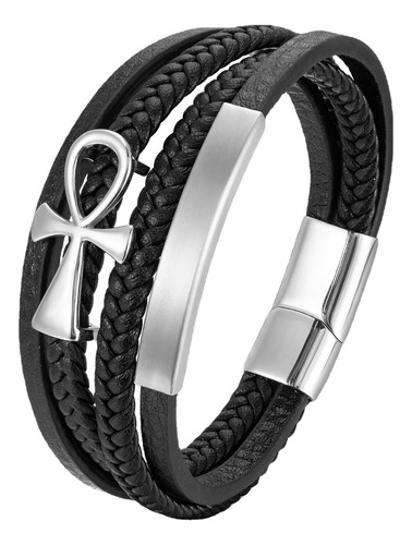 Pulsera Trenzada Multicapa Para Hombre, Pulsera De Metal Coo