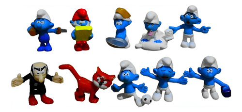 Kit Smurf Com 10 Personagens Peyo Smurf Gênio Gargamel Cruel