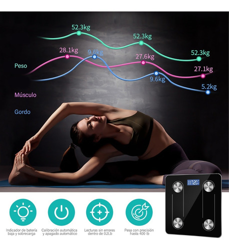 Imagen 4 de 7 de Digital Báscula Para Grasa Con App Bluetooth