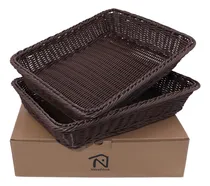 Comprar Cesta Rectangular De Almacenamiento De Mimbre, Cesta Tejida 