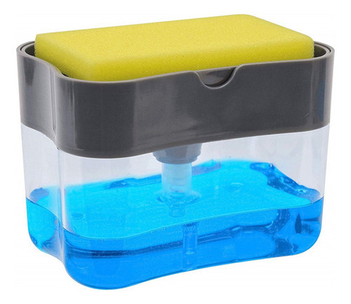 Dispenser Para Detergente Esponja 2 En 1 Cocina Jabon Color Gris