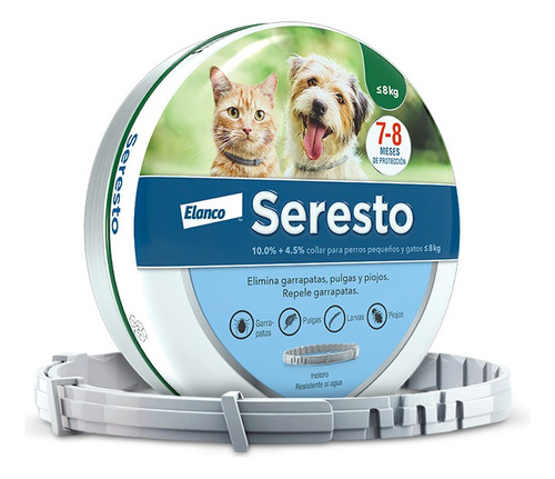 Imagen 3 de 6 de Seresto Collar Perros Y Gatos -8kg Para Pulgas Y Garrapatas