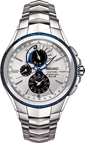 Seiko Coutura Ss Blu Ip Bez Sil Para Hombre, Plateado,