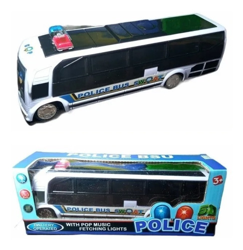 Colectivo Bus Micro Policia Luz Y Sonido 3d Movimiento 