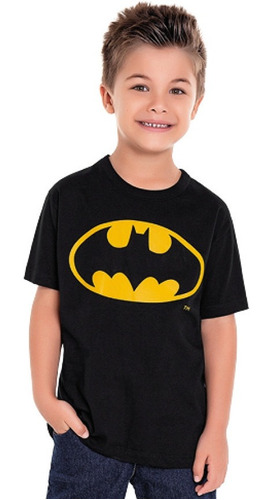 Camiseta Batman Manga Curta Infantil Fakini 03462 Tam 4 À 10