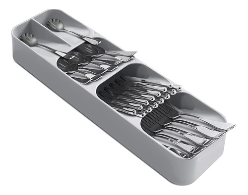 Organizador De Cubiertos Elegante 5 Compartimentos Gris