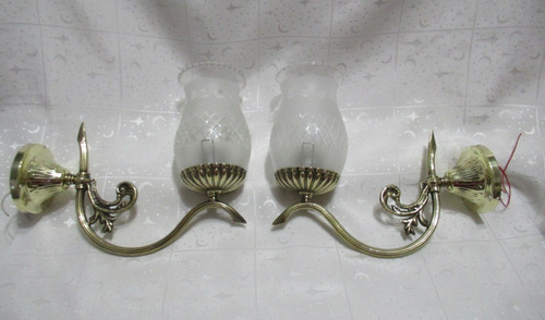 Par Apliques Pared Bronce 1 Luz Tulipas Fanales Cristal 