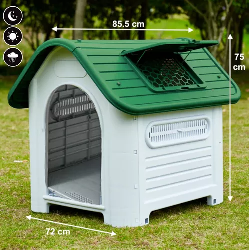 Casa Para Perro Mediano Térmica Plástico Resistente - 85cm Color Verde