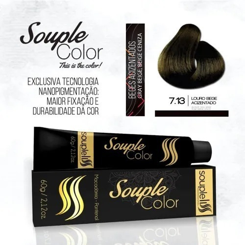 Souple Color Coloración Tinte Para Cabello Souple Liss 60g Ton 7.7 Rubio Marrón