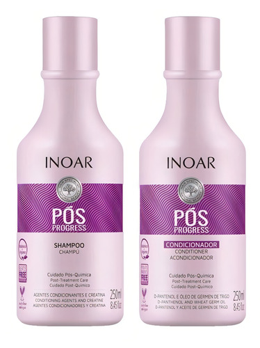 Inoar Kit Duo Pós Progress Shampoo 250ml Condicionador 250ml
