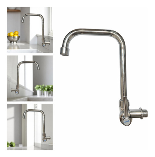 Torneira De Parede Para Cozinha Monocomando Abs Cromada 24cm Com Arejador Econômico Água Fria Instalação Simples Rosca 1/2 Linha Econômica Visual Moderno Leve E Resistente Fc-85 Via Flix
