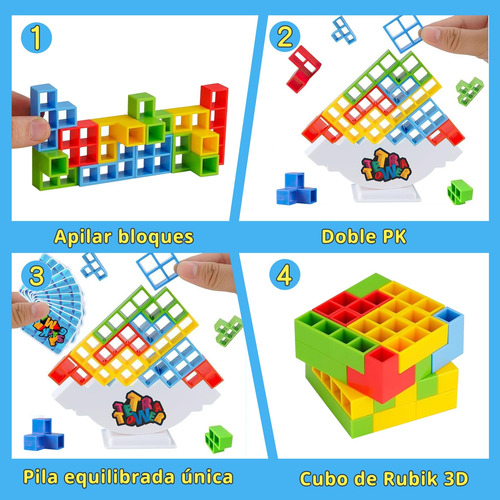 Juego Equilibrio Torre Tetra,64pcs Bloque Construcción