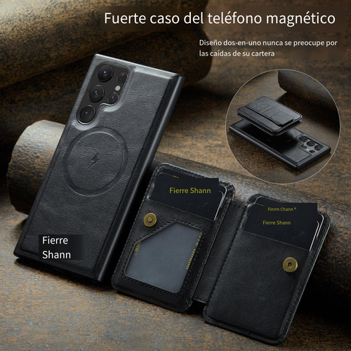 Funda Para Samsung Galaxy S25 S25 Plus S25 Ultra Magsafe Wallet Con Ranuras De Piel Para Tarjetas Y Soporte Magnético