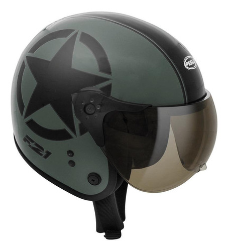 Imagem 3 de 4 de Capacete para moto escamoteável Peels F-21 verde-militar e preto army us tamanho 58
