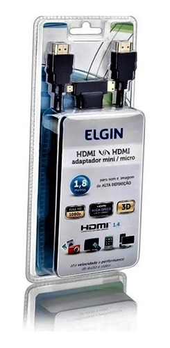 Cabo Elgin Hdmi + Adaptador Mini Hdmi E Micro Hdmi (4 Und)