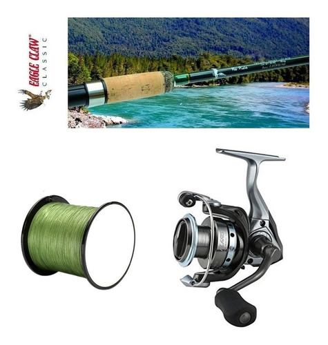 Kit Caña Rio Puelo  + Carrete Alaris 55 +bobina 300m Pesca