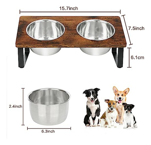 Cuencos Elevados Perros 2 Profundos Acero Inoxidable