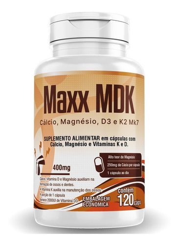 Magnésio Quelato 120 Cápsulas + Cálcio, Vitamina D3 E K2 Mk7 Sabor Sem sabor