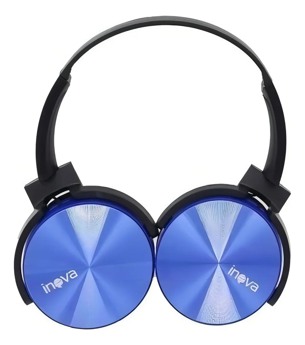 Fone Headphone Sem Fio Bluetooth Fone Ouvido Estéreo Inova Cor Azul