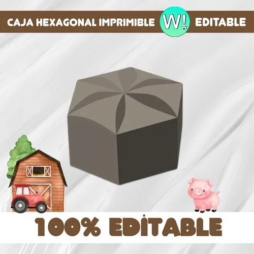 Caja Hexagonal Imprimible Animales De La Granja