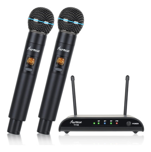 Asmuse Wireless Dual Uhf Sistema De Micrófono De Mano Micróf