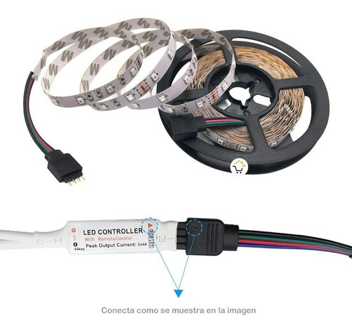 Cinta Led Multicolor Rgb Luz 5mts + Control + Adaptador