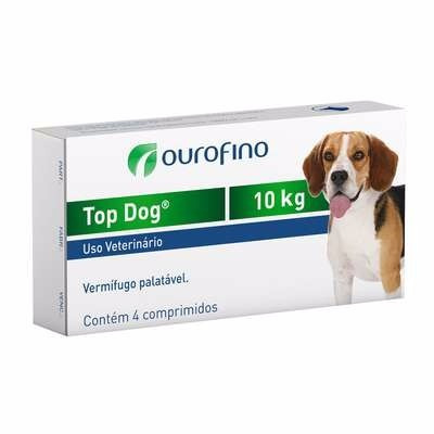 Vermifugo Ouro Fino Top Dog Para Cães De Até 10kg - 4 Compri