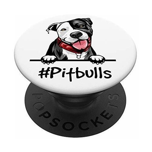 Super Lindo Pitbull Blanco Y Negro Popsockets Agarrar Hlp4s