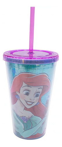 Copo Com Canudo Disney Princesa Ariel 450 Ml