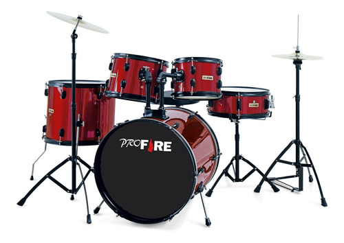 Bateria Spanking Profire 20 Com Prato E Banco Vermelho Preto