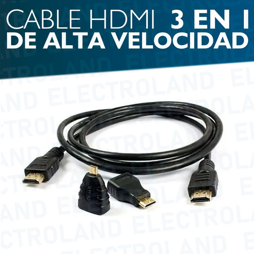 Cable Hdmi A Hdmi 1.5mts + Adaptadores Mini Y Micro Hdmi