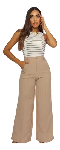 Pantalona Linho Feminina Calça Cintura Alta Social | Parcelamento